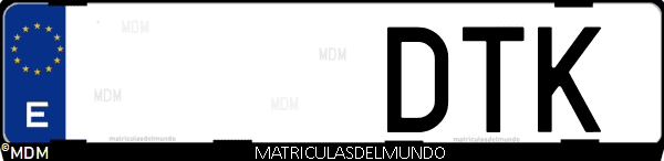 Imágen de matrícula de coche con letras DTK de España