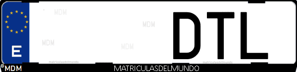Imágen de matrícula de coche con letras DTL de España