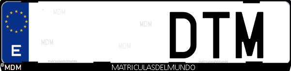 Imágen de matrícula de coche con letras DTM de España