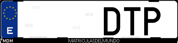 Imágen de matrícula de coche con letras DTP de España
