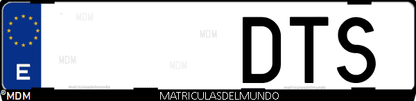 Imágen de matrícula de coche con letras DTS de España