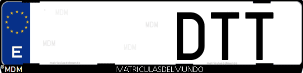 Imágen de matrícula de coche con letras DTT de España