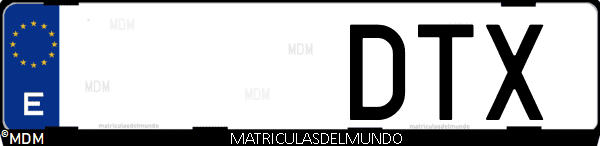 Imágen de matrícula de coche con letras DTX de España
