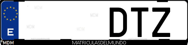 Imágen de matrícula de coche con letras DTZ de España