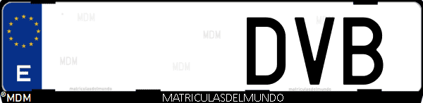 Imágen de matrícula de coche con letras DVB de España