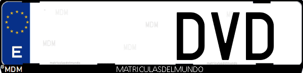 Imágen de matrícula de coche con letras DVD de España
