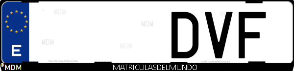 Imágen de matrícula de coche con letras DVF de España