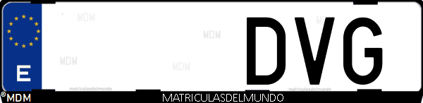 Imágen de matrícula de coche con letras DVG de España