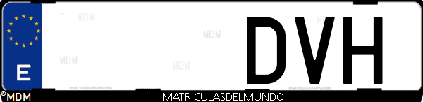 Imágen de matrícula de coche con letras DVH de España