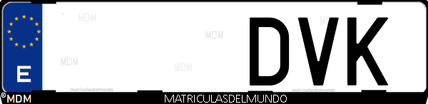 Imágen de matrícula de coche con letras DVK de España