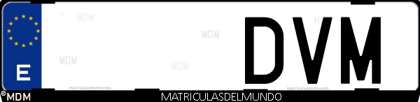 Imágen de matrícula de coche con letras DVM de España