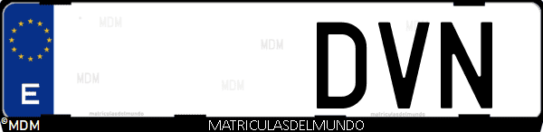 Imágen de matrícula de coche con letras DVN de España