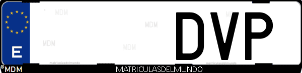 Imágen de matrícula de coche con letras DVP de España