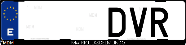 Imágen de matrícula de coche con letras DVR de España