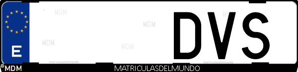 Imágen de matrícula de coche con letras DVS de España