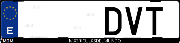 Imágen de matrícula de coche con letras DVT de España