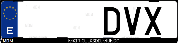 Imágen de matrícula de coche con letras DVX de España