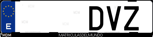 Imágen de matrícula de coche con letras DVZ de España