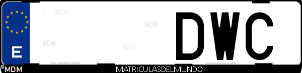 Imágen de matrícula de coche con letras DWC de España