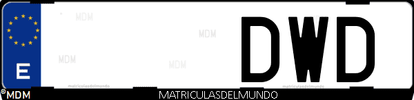 Imágen de matrícula de coche con letras DWD de España