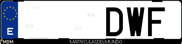 Imágen de matrícula de coche con letras DWF de España
