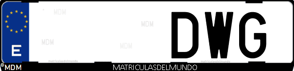 Imágen de matrícula de coche con letras DWG de España