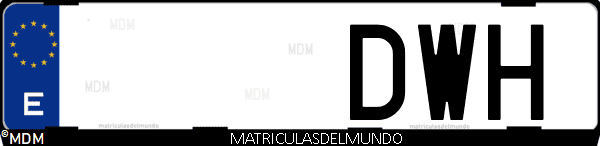 Imágen de matrícula de coche con letras DWH de España