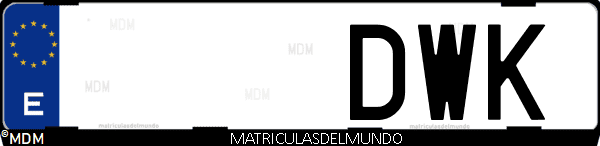 Imágen de matrícula de coche con letras DWK de España