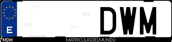 Imágen de matrícula de coche con letras DWM de España