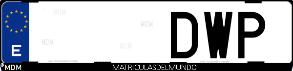 Imágen de matrícula de coche con letras DWP de España