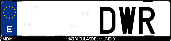 Imágen de matrícula de coche con letras DWR de España