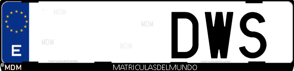 Imágen de matrícula de coche con letras DWS de España