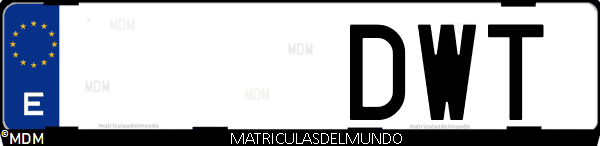 Imágen de matrícula de coche con letras DWT de España