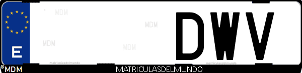 Imágen de matrícula de coche con letras DWV de España