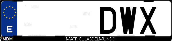 Imágen de matrícula de coche con letras DWX de España