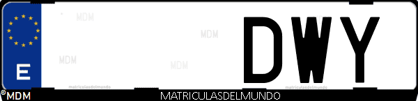 Imágen de matrícula de coche con letras DWY de España
