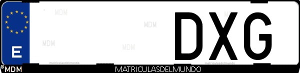 Imágen de matrícula de coche con letras DXG de España