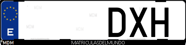 Imágen de matrícula de coche con letras DXH de España