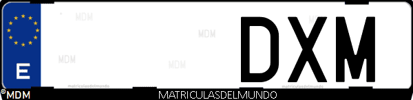 Imágen de matrícula de coche con letras DXM de España