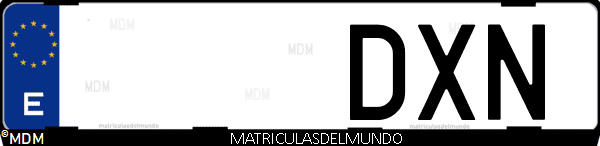 Imágen de matrícula de coche con letras DXN de España