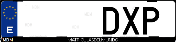 Imágen de matrícula de coche con letras DXP de España