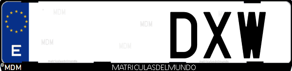 Imágen de matrícula de coche con letras DXW de España