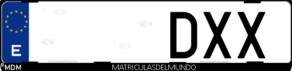 Imágen de matrícula de coche con letras DXX de España
