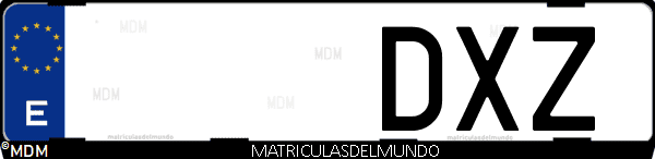 Imágen de matrícula de coche con letras DXZ de España