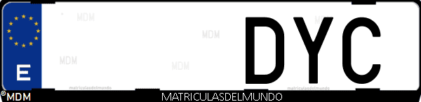 Imágen de matrícula de coche con letras DYC de España