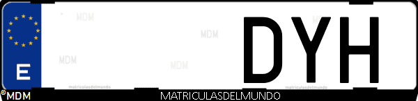 Imágen de matrícula de coche con letras DYH de España