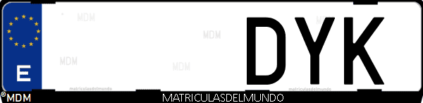 Imágen de matrícula de coche con letras DYK de España