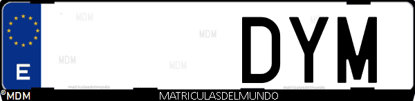 Imágen de matrícula de coche con letras DYM de España