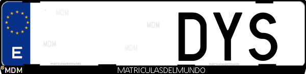 Imágen de matrícula de coche con letras DYS de España
