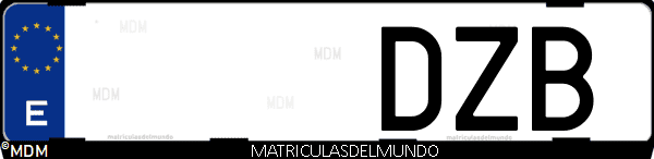 Imágen de matrícula de coche con letras DZB de España